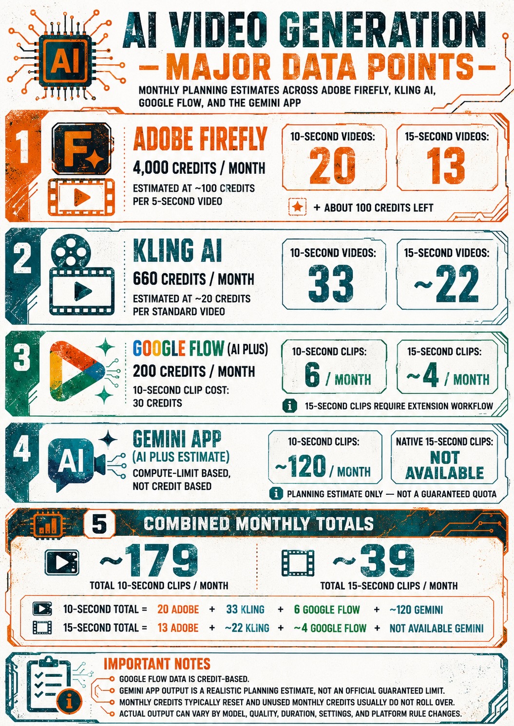 AI video generation major data points infographic.